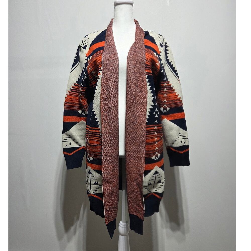 Anthropologie Oliver-O Open Front Aztec Print Cardigan Sweater XL